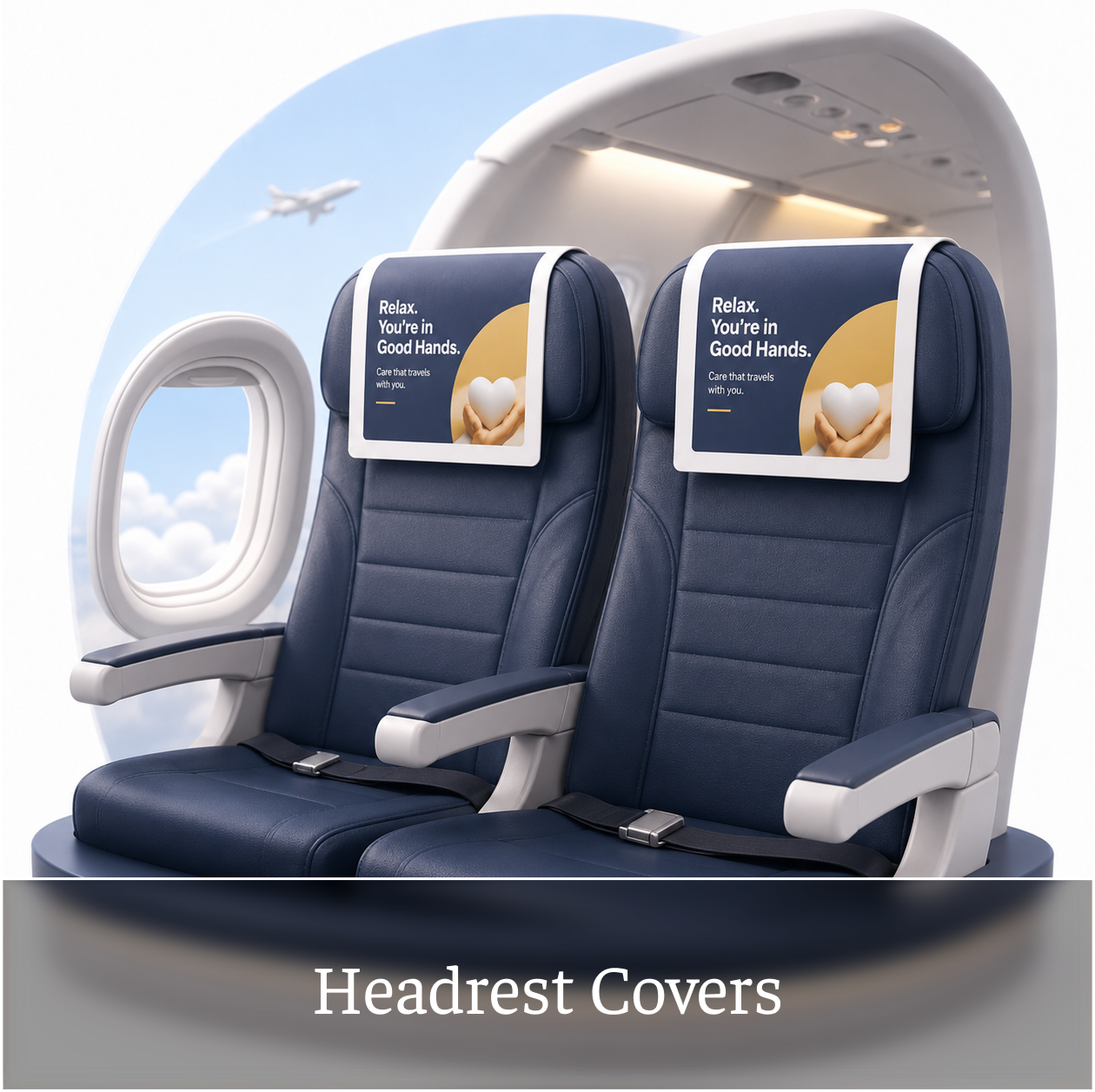 Headrest Covers airline advertising format